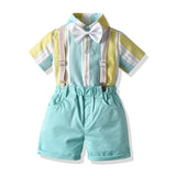 Kids Baby Boy Gentleman Short Sleeve Solid Sets 2 Pcs