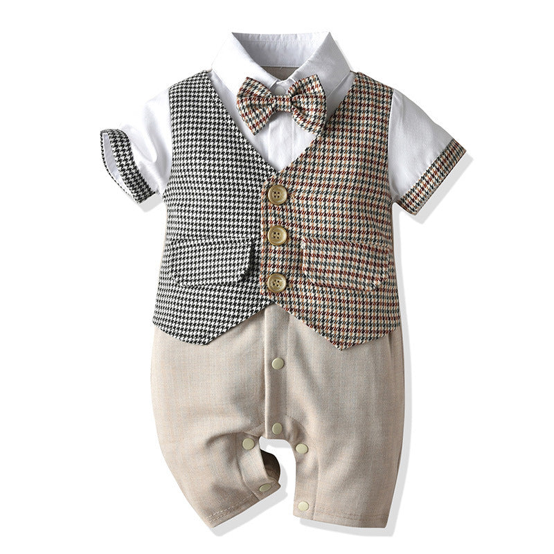 Baby Boy Fake Vest Gentleman Romper Sets