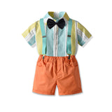 Baby Boy Gentleman Cotton Bow Tie Overalls Formal Party Sets