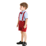 Baby Boy Gentleman Short Sleeve Bowtie Suspenders Shorts Sets