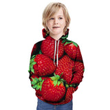 Kid Boy Girl Strawberry Pattern Baseball Hoodie