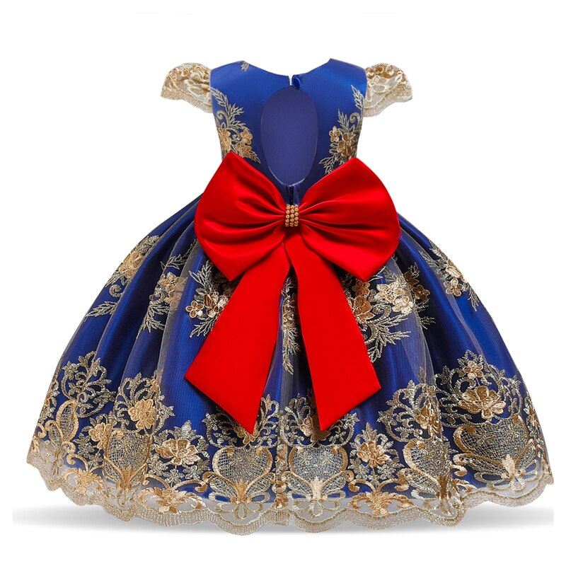 Girls Dress Princess Embroidery Chirstmas Evening Birthday Party Dress - honeylives