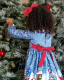 Kid Baby Girl  Christmas Snowman Striped Dresses