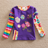 Kid Baby Girls Long Sleeve T-shirt Flower Tees Heart Appliques Tops