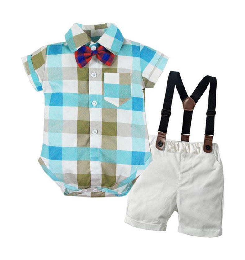 Baby Boy Gentleman Bow Tie Suspender Shorts Formal Sets
