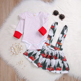 Kid Baby Girl Red Wave Point Set Sling Skirt 2 Pcs Sets