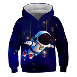 Kid Boy Cartoon Astronaut Starfield Rocket 3D Digital Print Hoodie