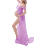 Maternity Photography Sexy Front Split Pregnancy Maxi Dresses