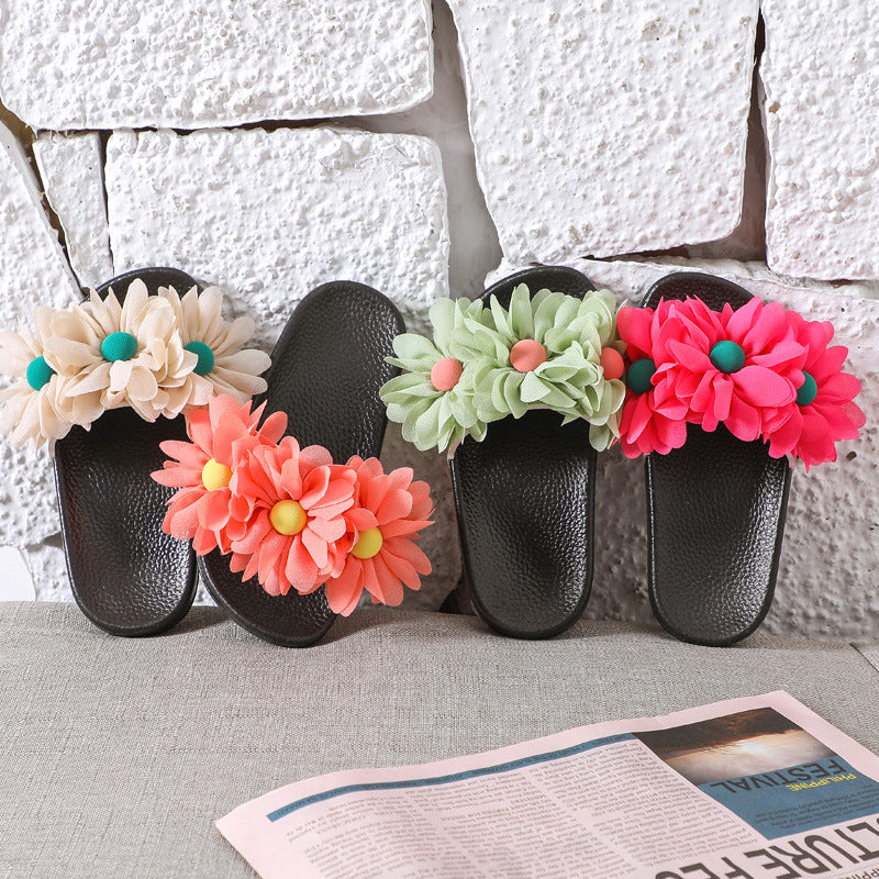 Girl Slippers Three Flowers Fashion Casual Flip Flops Shoes