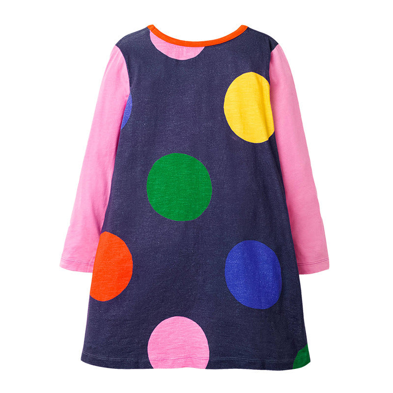 Autumn Kid Baby Printed Round Neck Casual Dresses