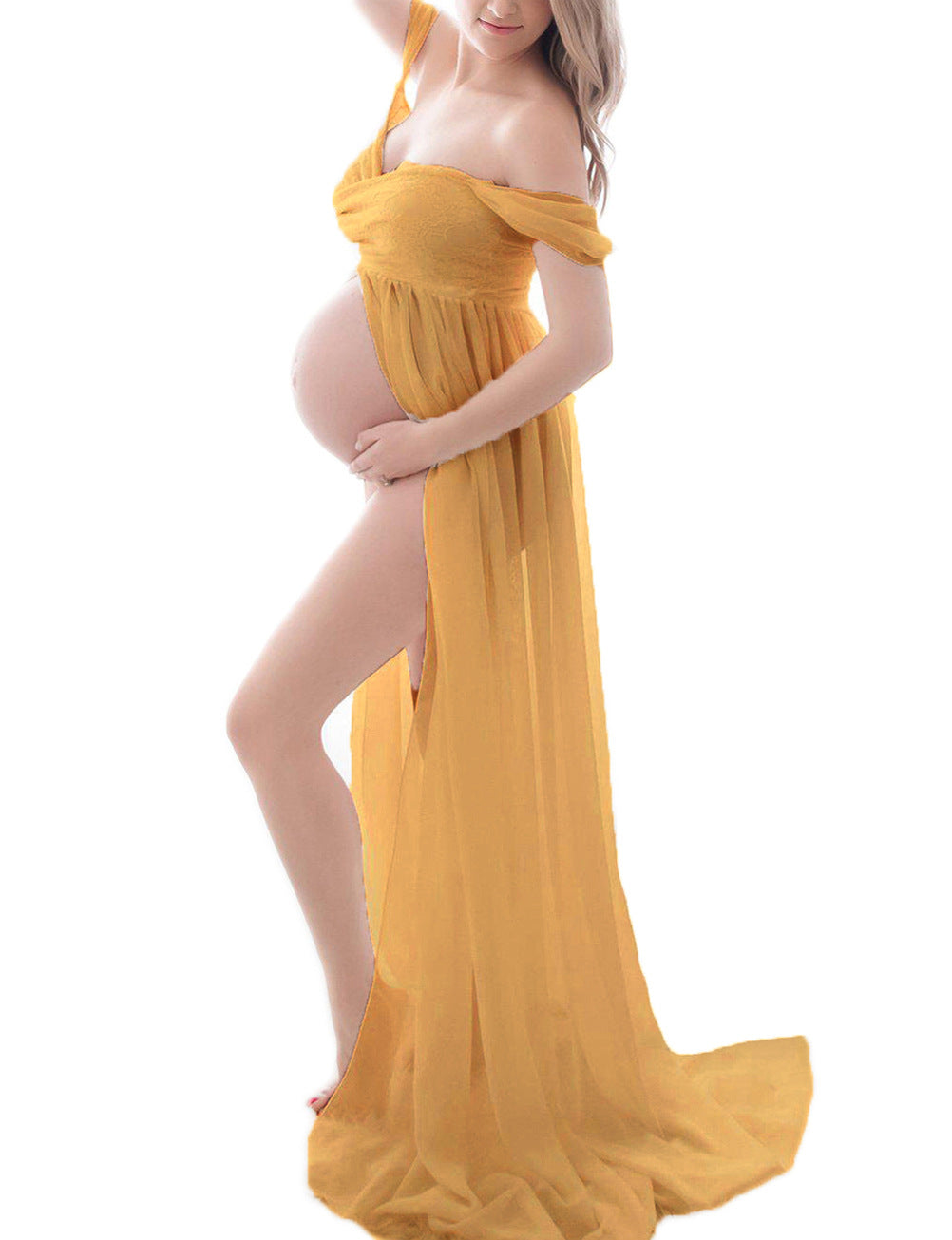 Maternity Photography Sexy Front Split Pregnancy Maxi Dresses
