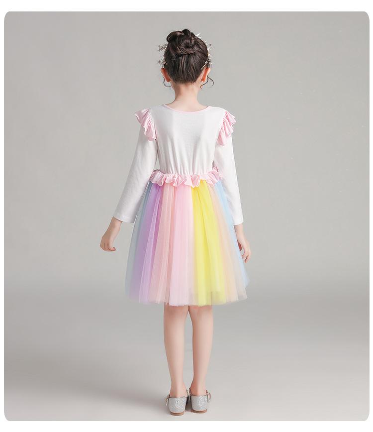 Kid Baby Girl Autumn Super Rainbow  Princess Dresses
