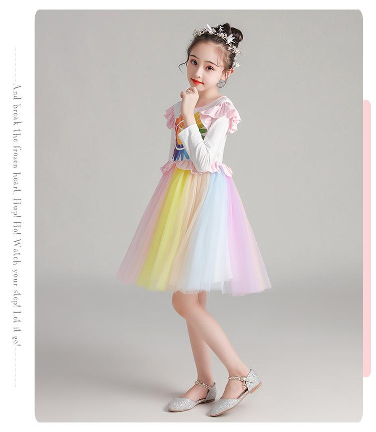 Kid Baby Girl Autumn Super Rainbow  Princess Dresses