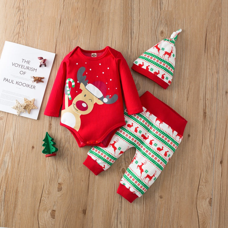 Baby Christmas Long-sleeved Climbing One-piece Romper