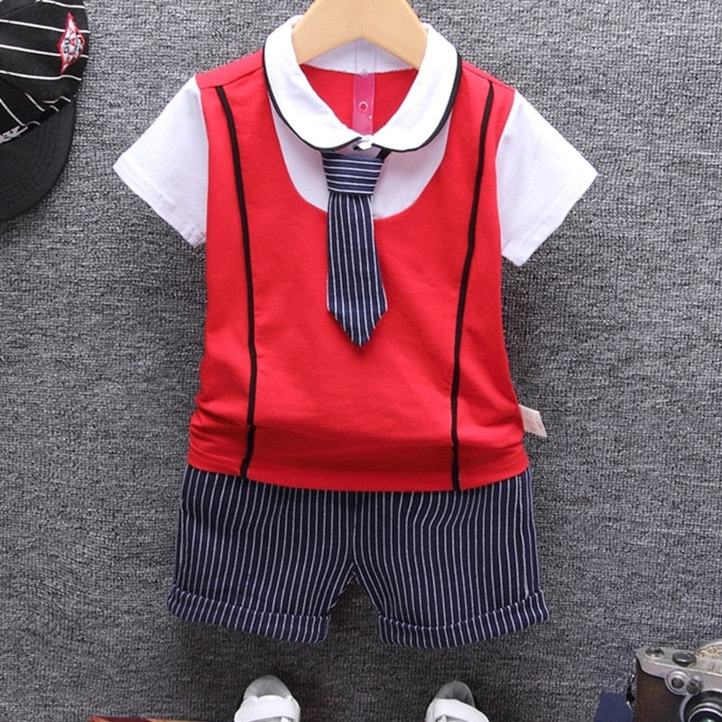 Kid Boy Formal Infant Striped 2 Pcs Sets