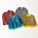 Kid Baby Boy Sweatshirts Cotton Long Sleeve Casual Striped Shirts