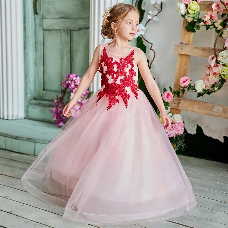 Teenager Girls Birthday Princess Dress Vintage Appliques Flower Ball Gown - honeylives