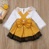 Baby Girl Autumn Lace Romper Bow Princess Party Skirt Dress 2 Pcs Sets