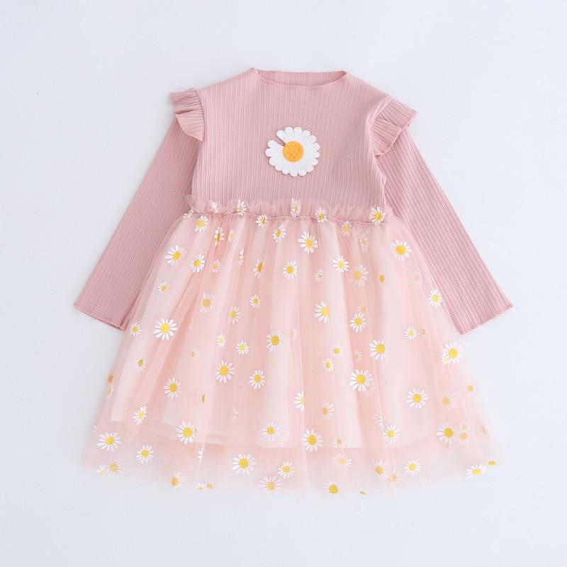 Kid Baby Girls Veil  Autumn Printed Baby Wear Princess Dress