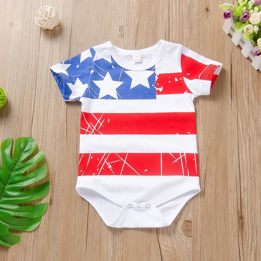 Baby Boys Girls Independence Day 4th-of-july Stars Stripes Patriotic Romper