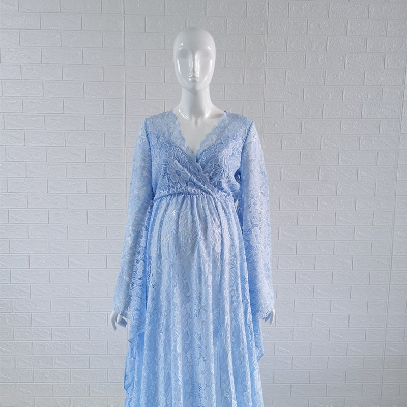 Maternity Boho Style Lace Long Dress