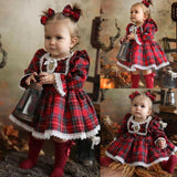 Kids Baby Girl Princess Red Plaid Ruffles Lace Tutu Christmas Dresses