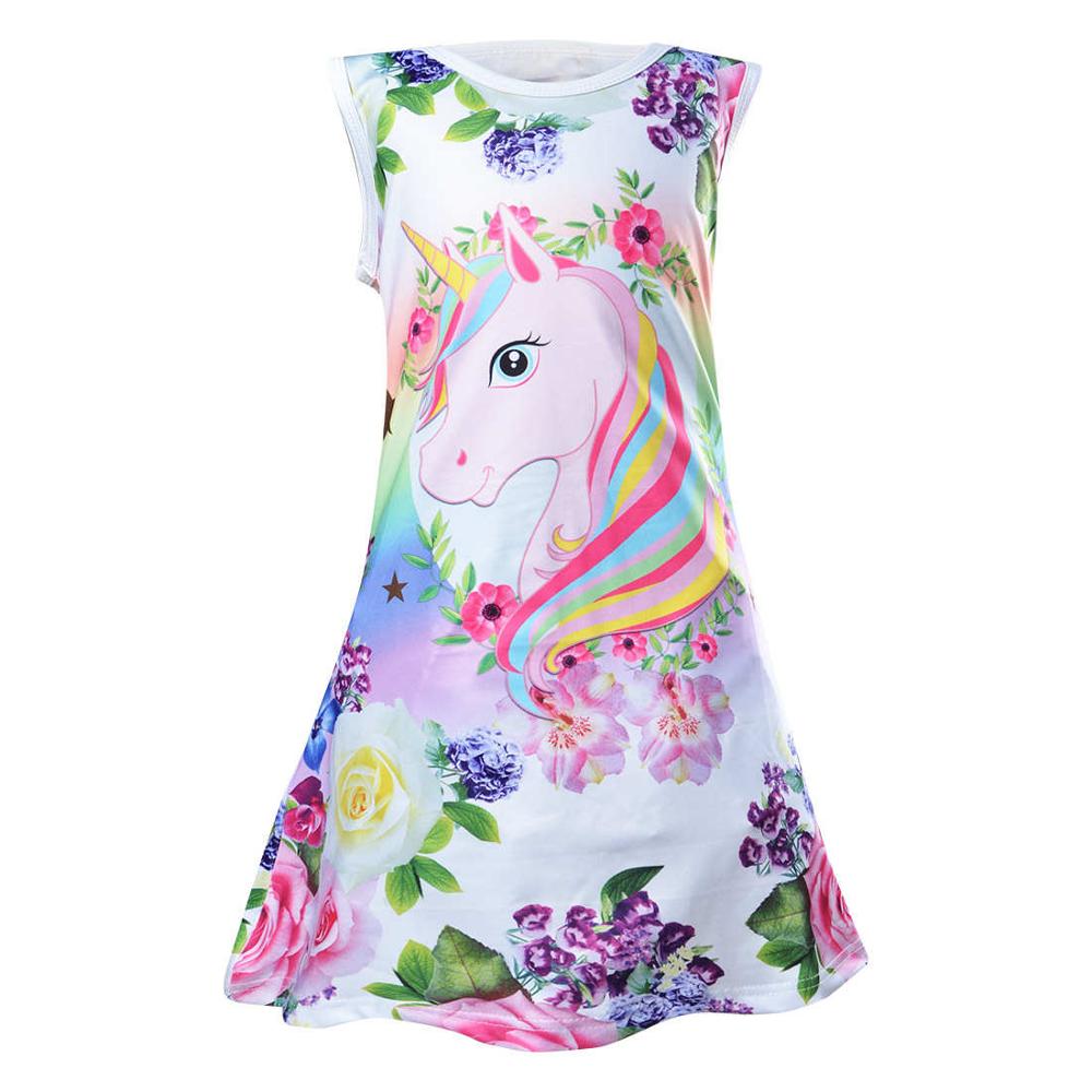 Kid Girl Party Unicorn Sleeveless Dresses