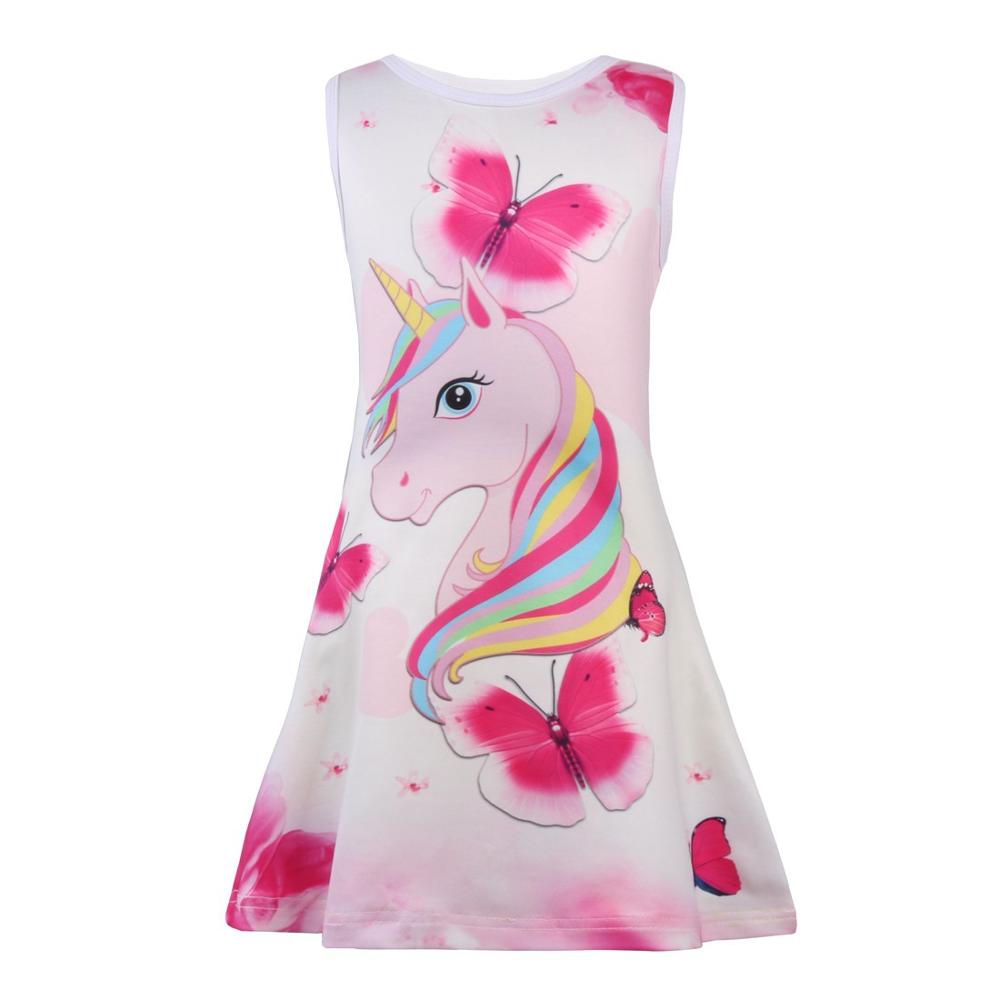 Kid Girl Party Unicorn Sleeveless Dresses