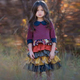 Kid Baby Girls Spring Dress Kids Flower Pastoral Striped Dresses