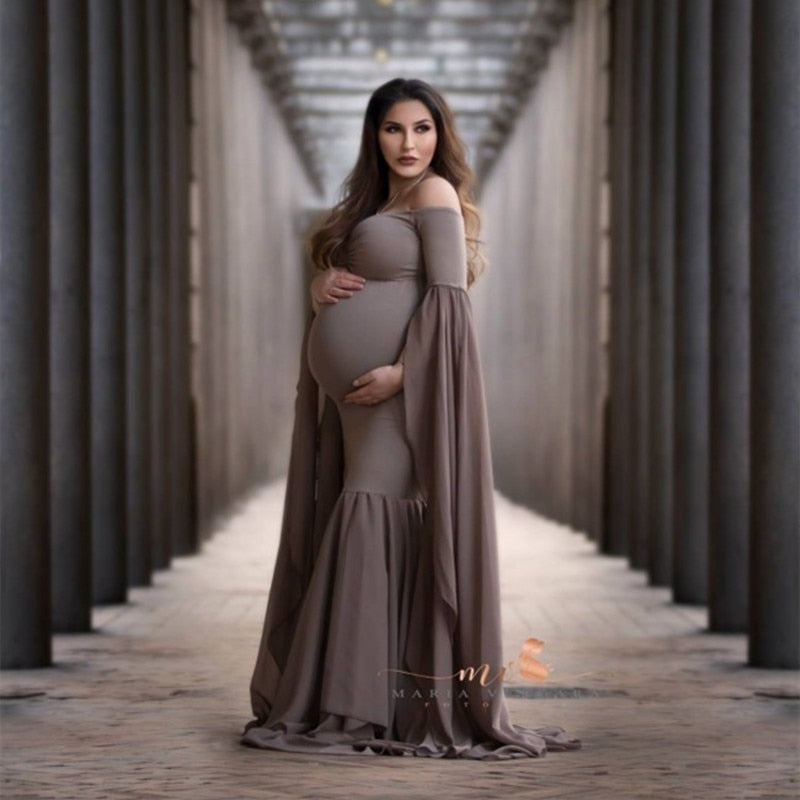 Maternity Photo Shoot Long Dresses Stretchy Pregnant Photography Props