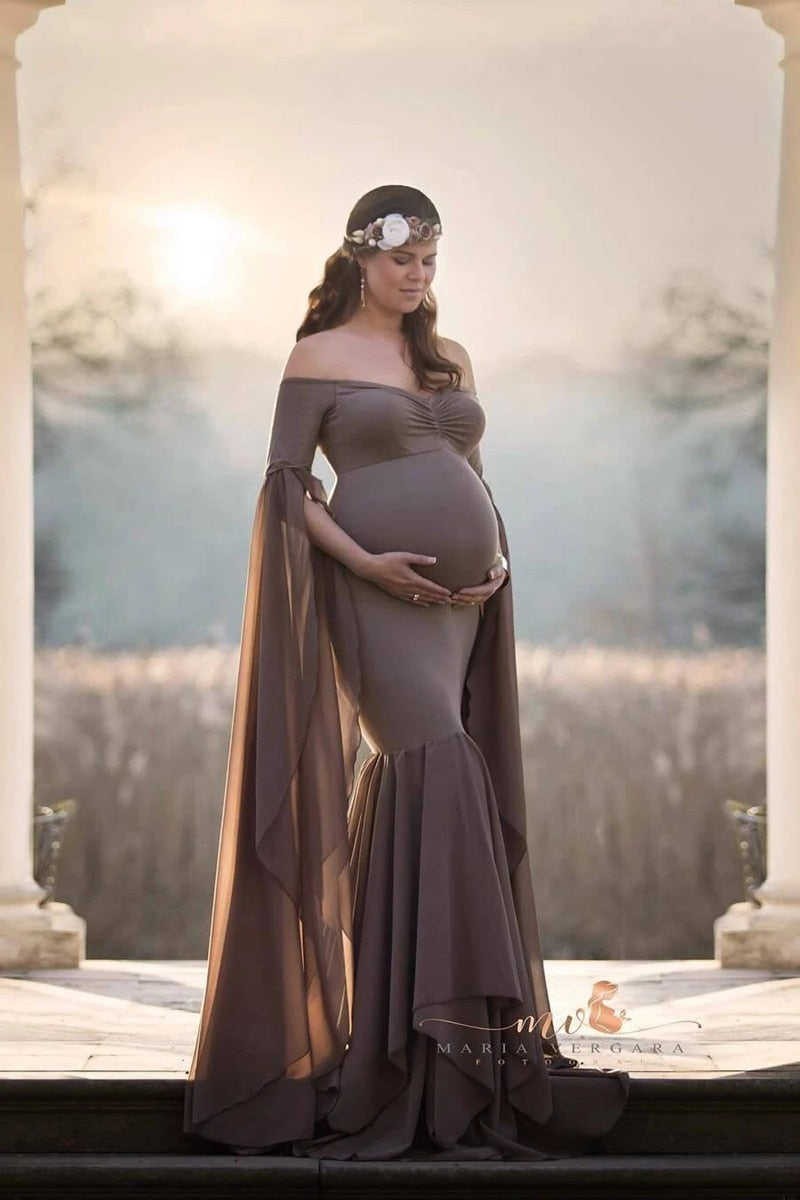 Maternity Photo Shoot Long Dresses Stretchy Pregnant Photography Props