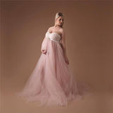 Maternity Tulle Dresses Sexy Strapless Photography Props Dress