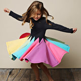 Kid Baby Girls Fashion Rainbow Long Sleeve Dress