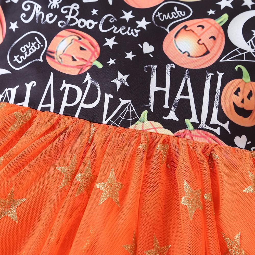 Kid Baby Girl Clothes Print Star Mesh Halloween Dresses
