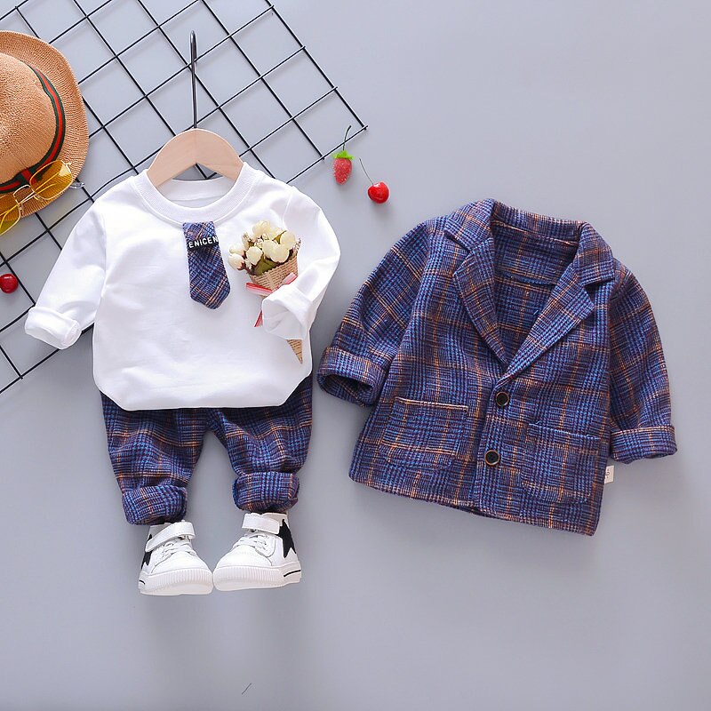 Spring Kids Baby Boy Formal Suits Set Cotton Gentleman 4 Pcs Sets