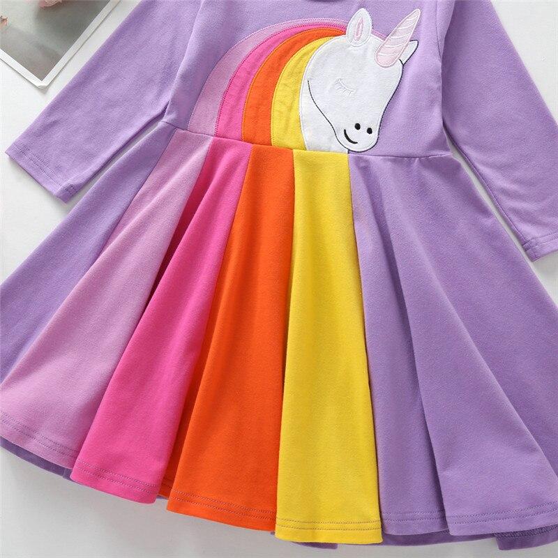 Kids Girl Rainbow Long-sleeved Cartoon Cute Princess Dresses