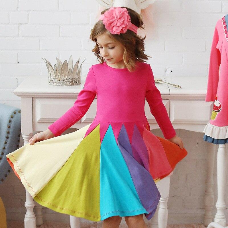Kids Girl Rainbow Long-sleeved Cartoon Cute Princess Dresses