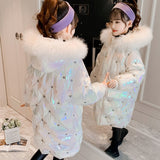 Winter Kids Girls  Long Jacket Faux Fur Coat Snowsuit Outerwear