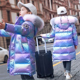 Kid Girls Winter Parka Jacket Faux Fur Snowsuit Outerwear Coats