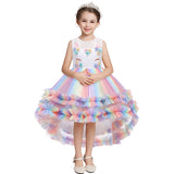 Kid Girl Unicorn Long Tail Flower Ball Gown Princess Dresses