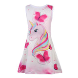 Girls Flutter Sleeve Unicorn Mermaid Dresses Beach Summer Dress