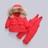 Kid Baby Boy Girl Winter Jackets Snowsuits Duck Down Parka 2 Pcs Sets