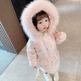 Winter Kid Baby Girls Long Parka Jacket Faux Fur Coat Snowsuit