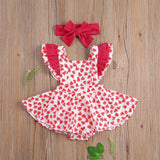 Baby Girl Heart Printed Ruffle Valentine Dresses 2 Pcs Sets