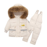Toddler Kid Baby Boys Duck Down Real Fur Thickened Strap 2 Pcs Set