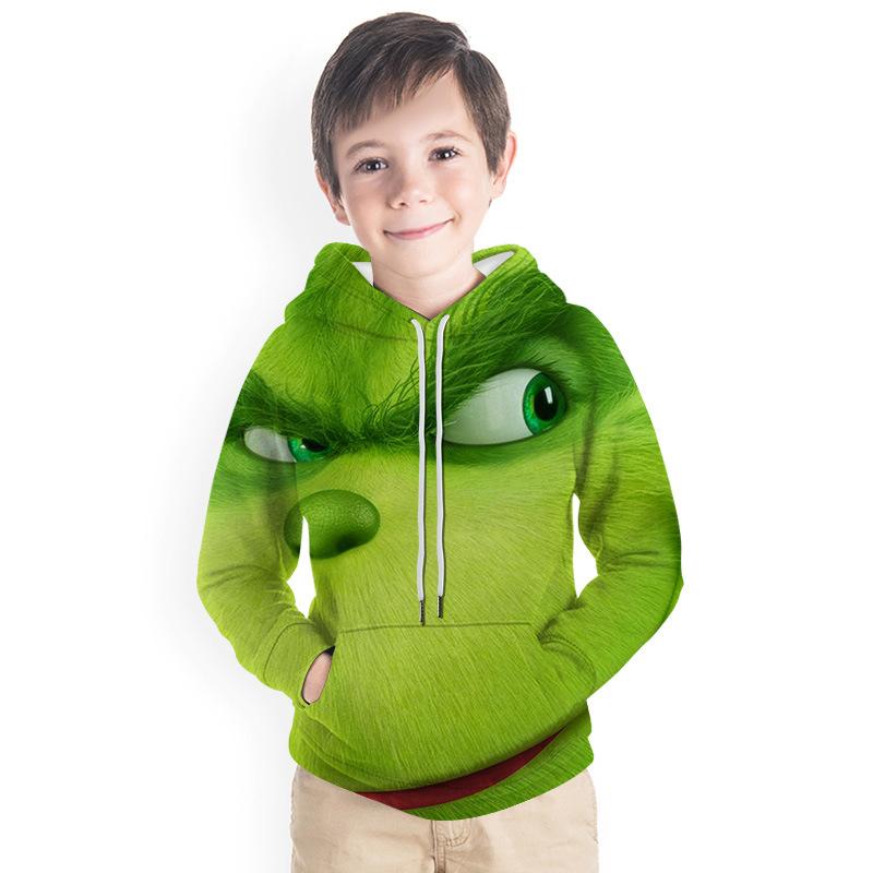 Kid Boy Green Haired Grinch Printed 3D Hoodie