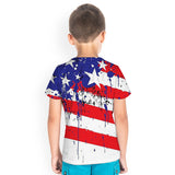 Kid Boy Independence Day Print Short-Sleeved Round-Neck T-shirt
