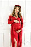 Maternity Photo Shoot Maxi Gown Front Split Pregnancy Dress