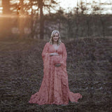 Maternity Photo Shoot Lace Fancy Pregnancy Prop Maxi Dress