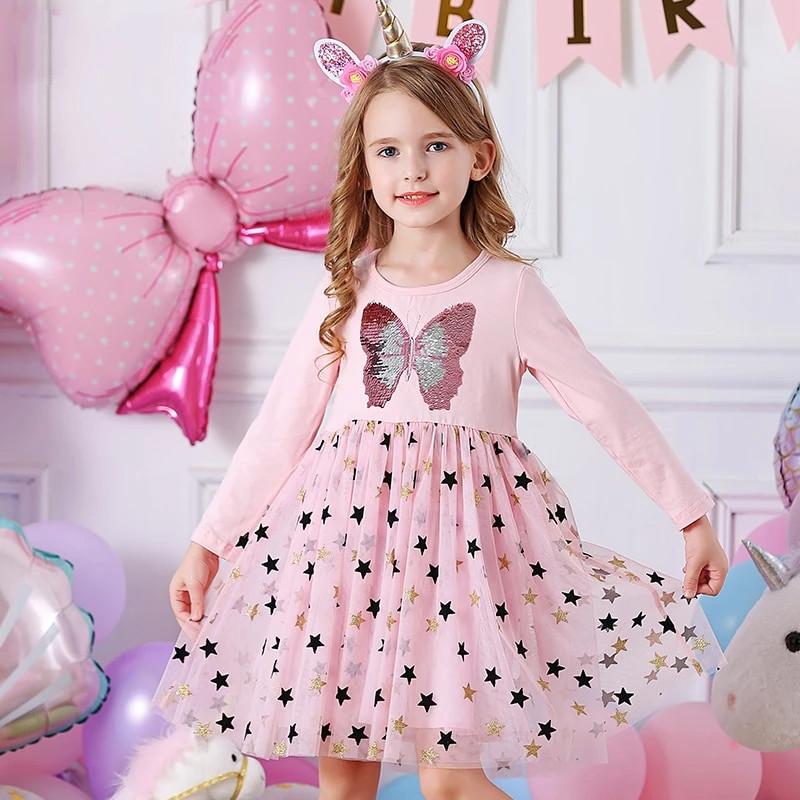 Kids Girls  Dress Butterfly Sequins Princess Dresses